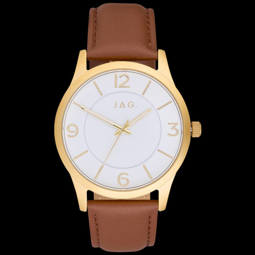 JAG MEN'S ISAAC GOLD BROWN LEATHER WATCH