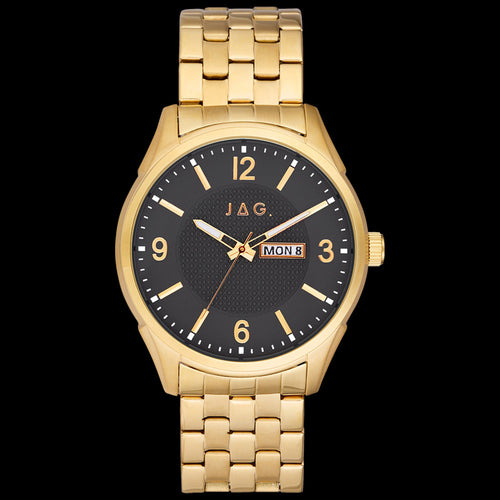JAG MEN'S WILLIAM BLACK DIAL GOLD DAY DATE WATCH
