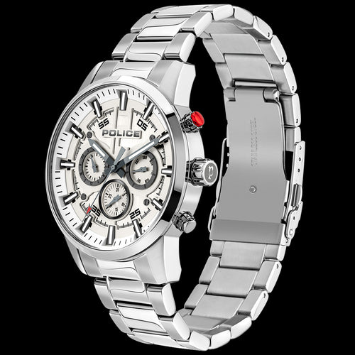 POLICE MEN'S BANOS SILVER CHRONO WATCH - TILT VIEW