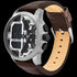 POLICE MEN'S MARSDEN SILVER BROWN LEATHER WATCH - TILT VIEW