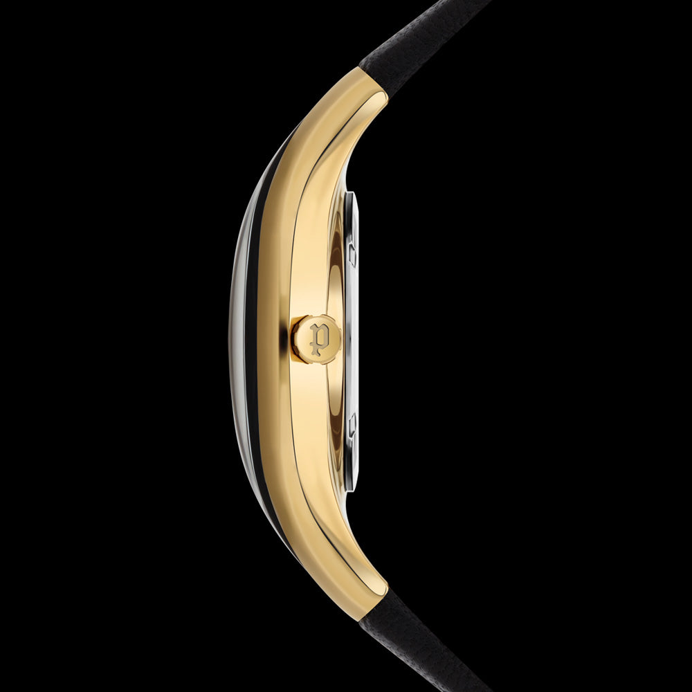 POLICE MEN'S SPHERE GOLD FLAMING SKULL WATCH - SIDE VIEW