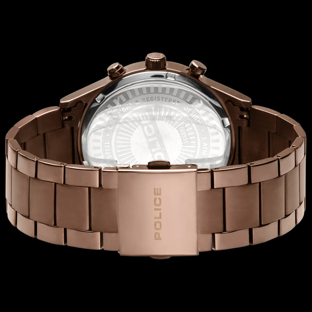 POLICE MEN’S KASTRUP COFFEE BROWN WATCH - BACK VIEW