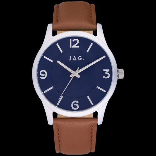 JAG MEN'S ISAAC BLUE DIAL BROWN LEATHER WATCH