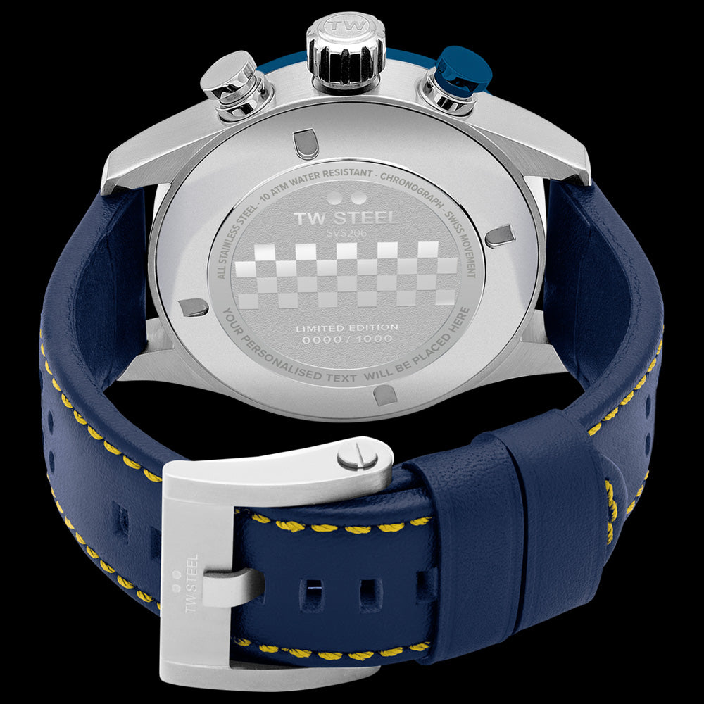 TW STEEL FAST LANE BLUE LIMITED EDITION SWISS VOLANTE WATCH SVS206 - BACK VIEW