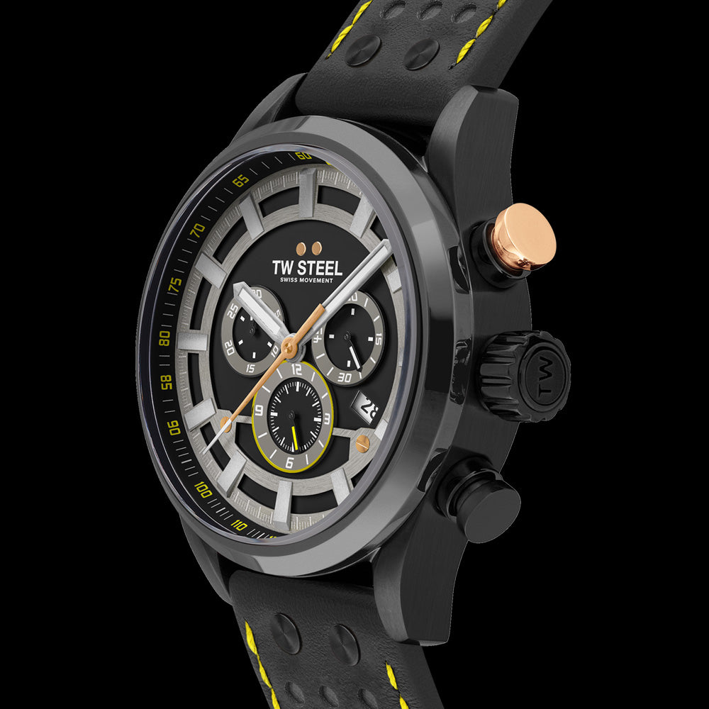 TW STEEL FAST LANE BLACK LIMITED EDITION SWISS VOLANTE WATCH SVS207 - SIDE VIEW