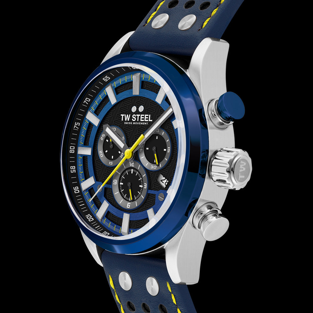 TW STEEL FAST LANE BLUE LIMITED EDITION SWISS VOLANTE WATCH SVS208 - SIDE VIEW