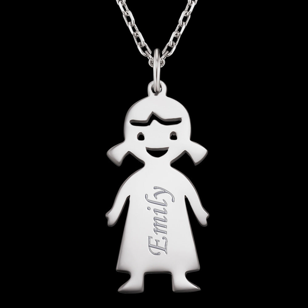 ENGELSRUFER SILVER MY GIRL ENGRAVEABLE NAME NECKLACE - ENGRAVING EXAMPLE