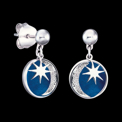 SUN, MOON & STAR BLUE ENAMEL EARRINGS | ENGELSRUFER