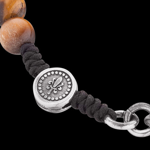 SAVE BRAVE MEN'S SILVER LAVA BEAD SWORD BRACELET - SWORD CLOSE-UP