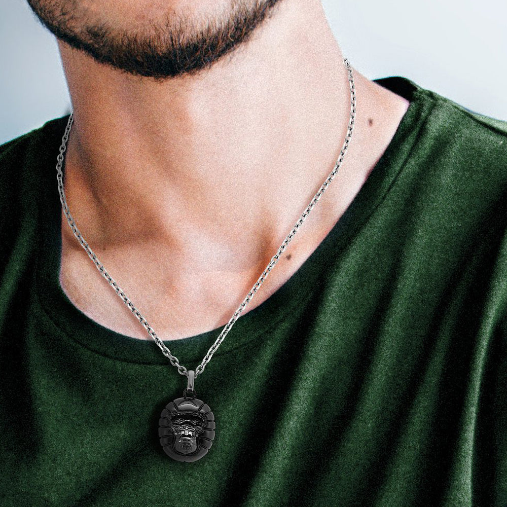MEN'S GORILLA FACE BLACK STAINLESS STEEL NECKLACE | SAVE BRAVE AUSTRALIA
