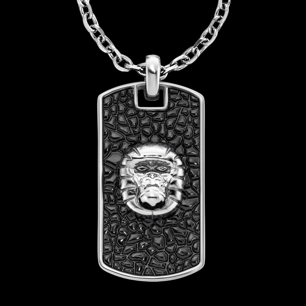 SAVE BRAVE MEN'S RANO GORILLA DOG TAG STEEL NECKLACE