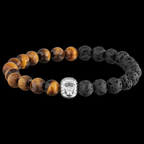 SAVE BRAVE MEN'S RANO GORILLA TIGER EYE LAVA STONE BRACELET