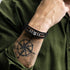 SAVE BRAVE MEN'S TITUS BLACK GORILLA LEATHER BRACELET - WRIST VIEW