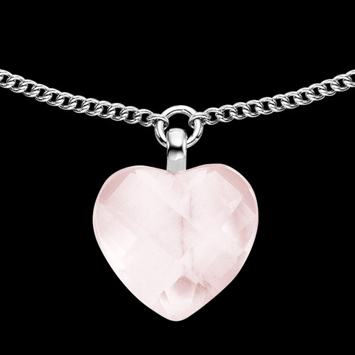 ENGELSRUFER SILVER ROSE QUARTZ HEART BRACELET - CLOSE-UP