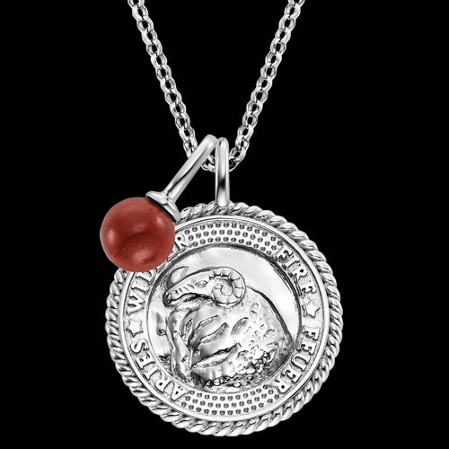 ENGELSRUFER SILVER ARIES RED JASPER ZODIAC NECKLACE