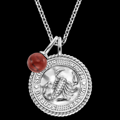 ENGELSRUFER SILVER SCORPIO RED JASPER ZODIAC NECKLACE