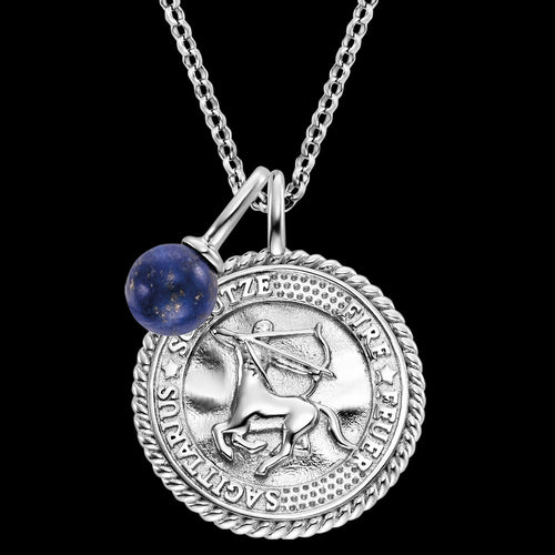 ENGELSRUFER SILVER SAGITTARIUS LAPIS LAZULI ZODIAC NECKLACE