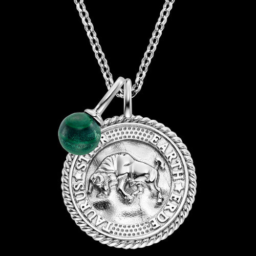 ENGELSRUFER SILVER TAURUS MALACHITE ZODIAC NECKLACE