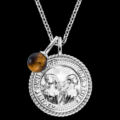 ENGELSRUFER SILVER GEMINI TIGER EYE ZODIAC NECKLACE