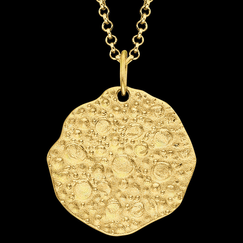 ENGELSRUFER GOLD SUN MOON & STARS COIN NECKLACE - BACK CLOSE-UP