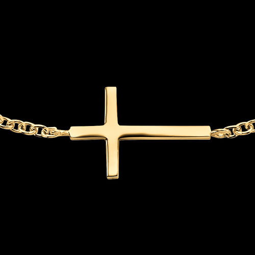 ENGELSRUFER GOLD LITTLE CROSS BRACELET - CLOSE-UP