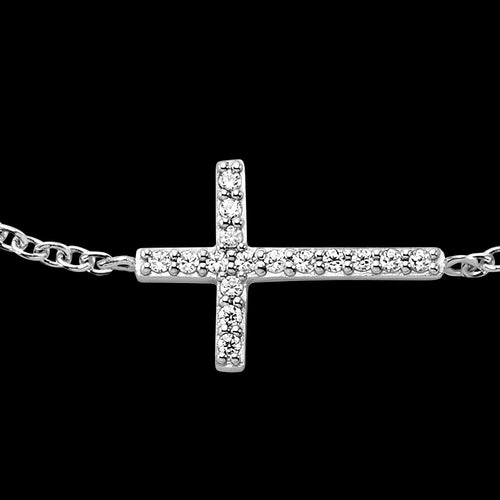 ENGELSRUFER SILVER CZ LITTLE CROSS BRACELET - CLOSE-UP