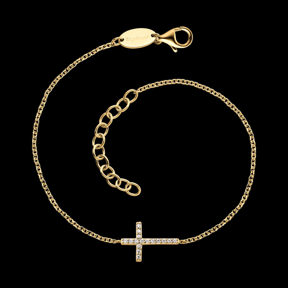 ENGELSRUFER GOLD CZ LITTLE CROSS BRACELET