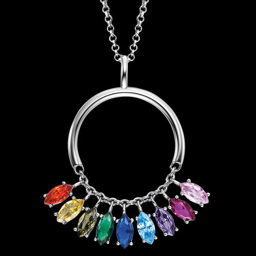 ENGELSRUFER SILVER RAINBOW MARQUISE CZ CIRCLE NECKLACE - CLOSE-UP
