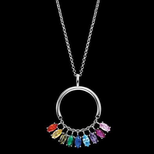 ENGELSRUFER SILVER RAINBOW MARQUISE CZ CIRCLE NECKLACE