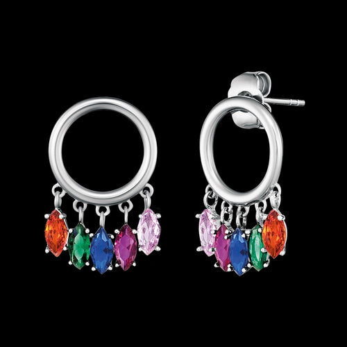 ENGELSRUFER SILVER RAINBOW MARQUISE CZ CIRCLE EARRINGS