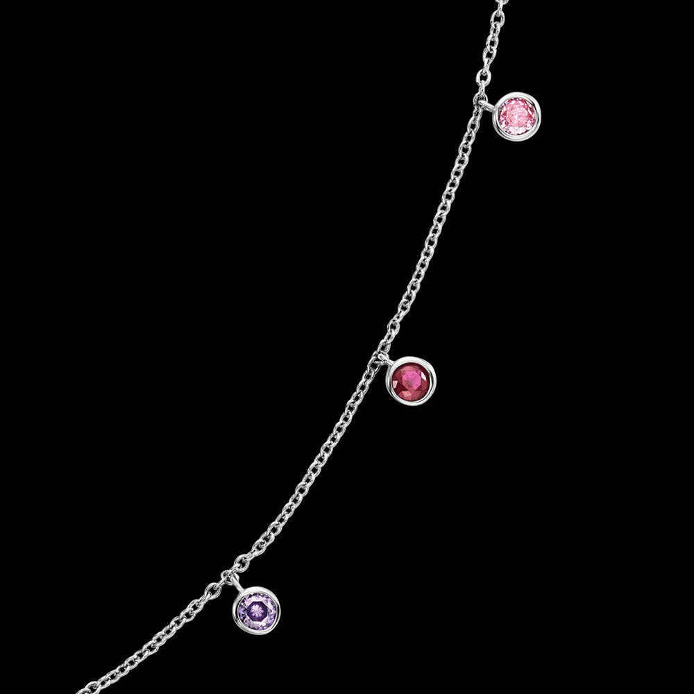ENGELSRUFER SILVER LITTLE MOON RAINBOW CZ NECKLACE - CLOSE-UP 3