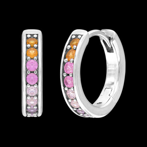 ENGELSRUFER SILVER WARM RAINBOW 13MM CZ HOOP EARRINGS