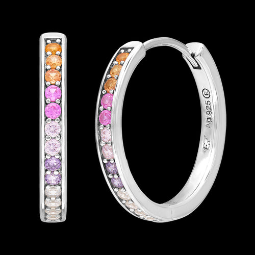 ENGELSRUFER SILVER WARM RAINBOW 21MM CZ HOOP EARRINGS