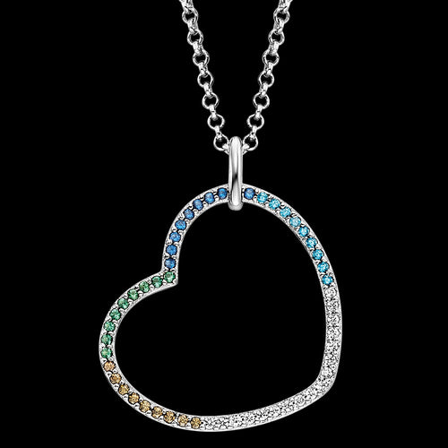 ENGELSRUFER SILVER HEART COOL RAINBOW CZ NECKLACE - CLOSE-UP