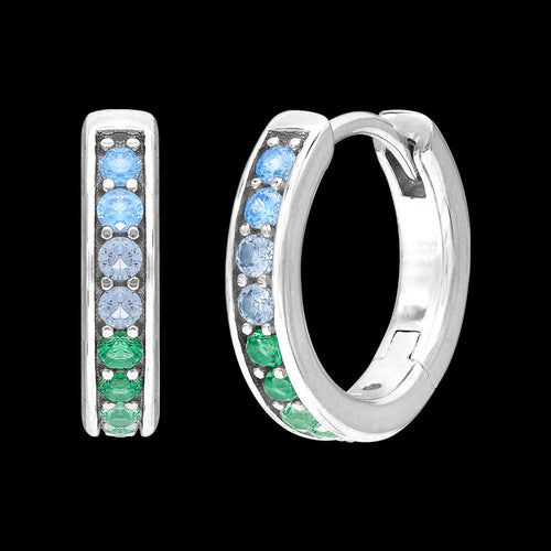 ENGELSRUFER SILVER COOL RAINBOW 13MM CZ HOOP EARRINGS