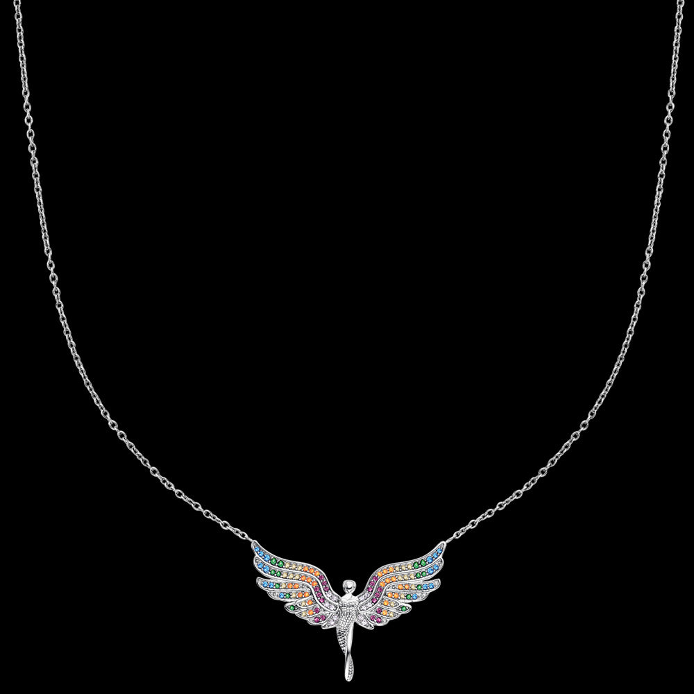 ENGELSRUFER SILVER FLYING ANGEL RAINBOW NECKLACE - FULL VIEW