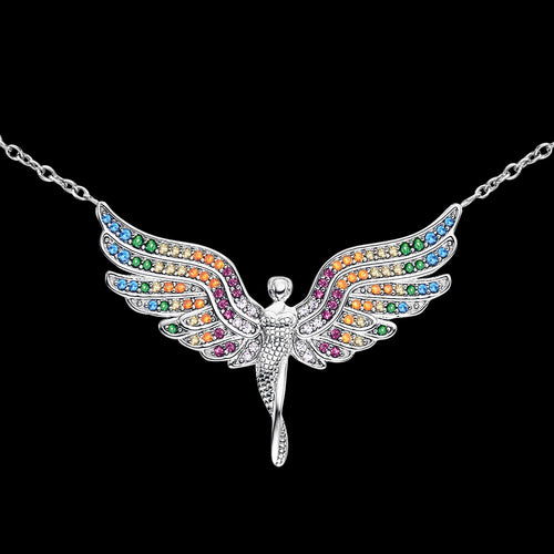 ENGELSRUFER SILVER FLYING ANGEL RAINBOW NECKLACE