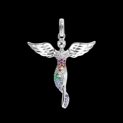 ENGELSRUFER SILVER SMALL RAINBOW CZ ANGEL PENDANT