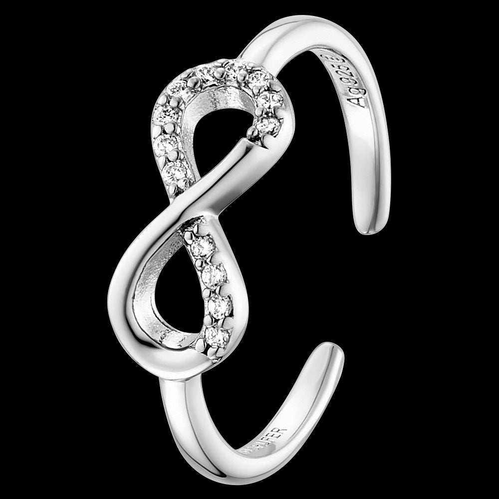 ENGELSRUFER SILVER INFINITY CZ ADJUSTABLE RING