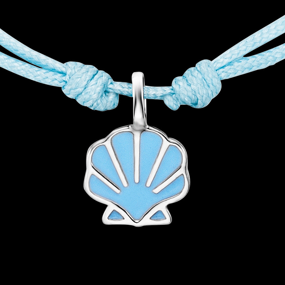 HERZENGEL SILVER SEA SHELL ADJUSTABLE CORD CHILDREN'S BRACELET -  CHARM CLOSE-UP