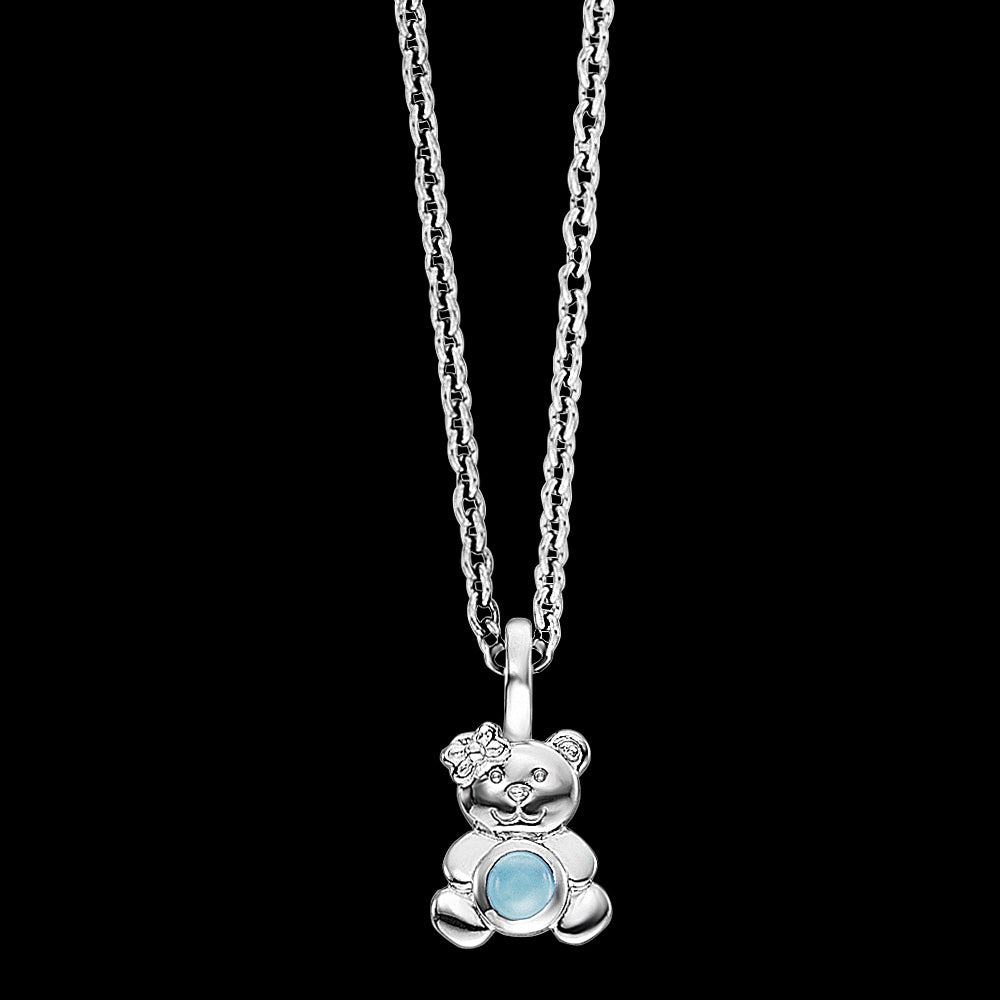 HERZENGEL SILVER TEDDY BLUE AGATE CHILDREN'S NECKLACE