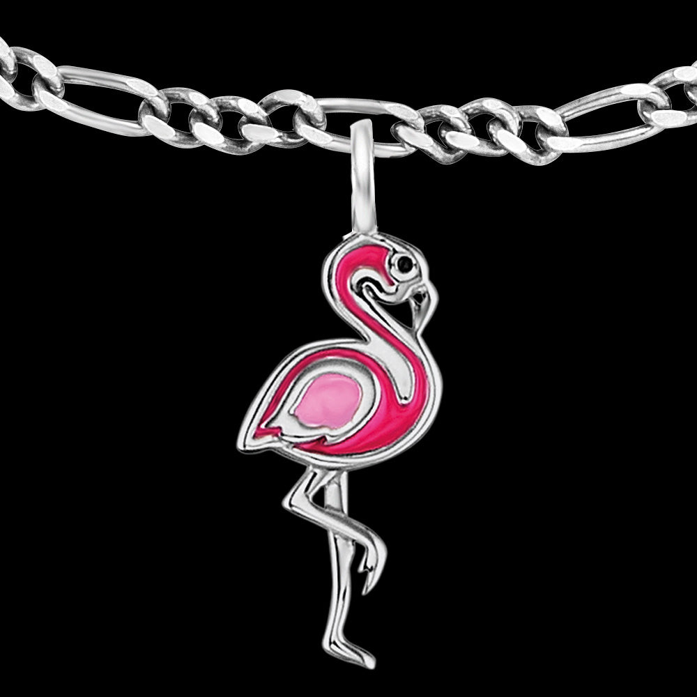 HERZENGEL FLAMINGO ENAMEL CHILDREN'S BRACELET - CHARM CLOSE-UP