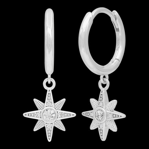 ENGELSRUFER SILVER NEW STAR CZ HOOP EARRINGS