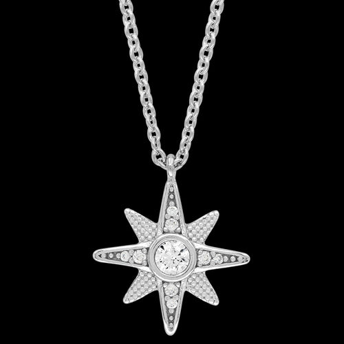 ENGELSRUFER SILVER TRI-COLOUR NEW STAR NECKLACE - SILVER STAR CLOSE-UP