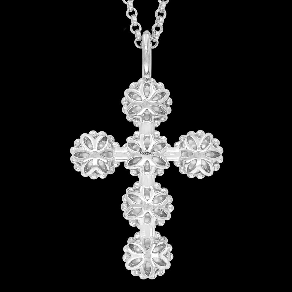 ENGELSRUFER SILVER GLORY PEARL CROSS NECKLACE - BACK VIEW