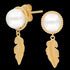 ENGELSRUFER GOLD GLORY FEATHER PEARL STUD EARRINGS