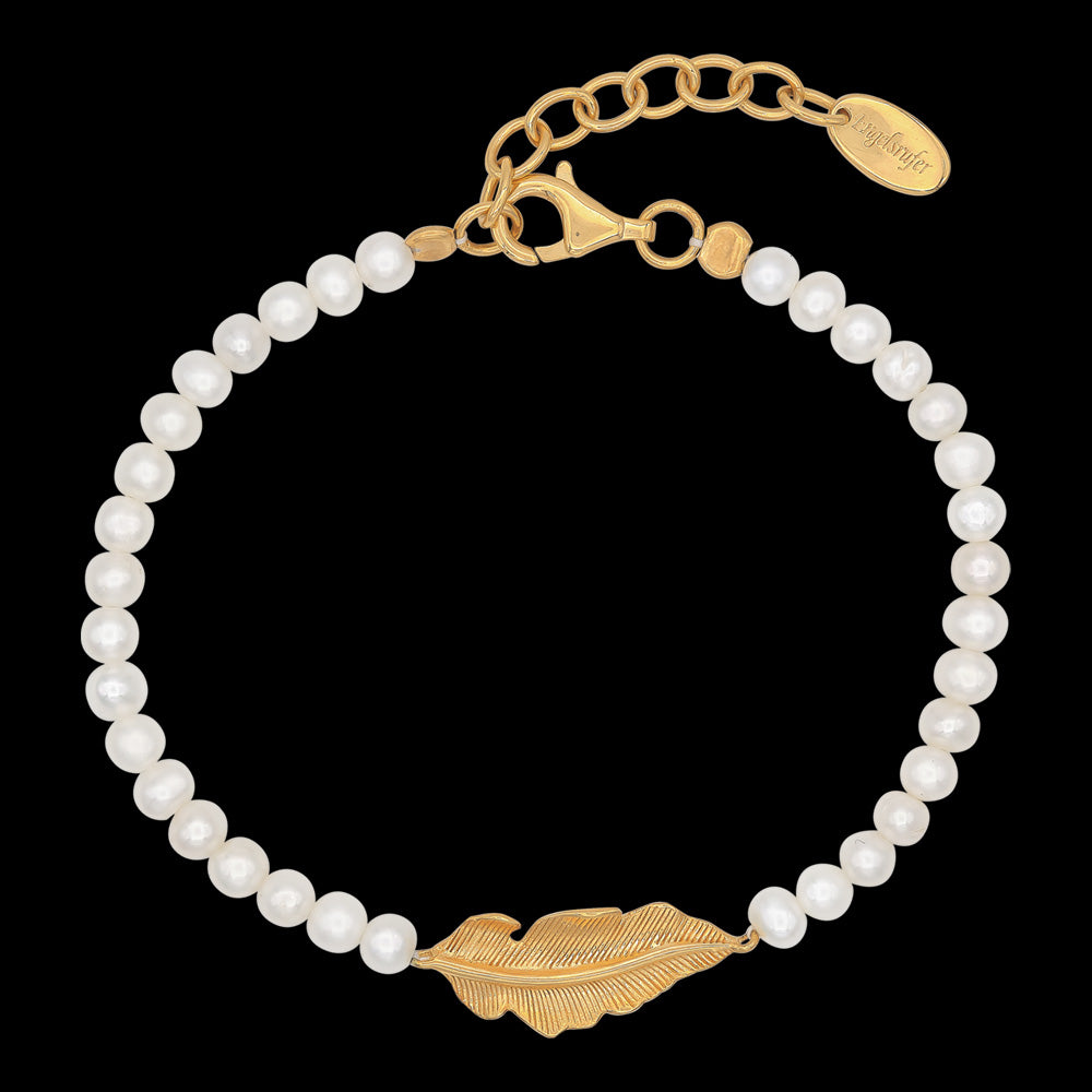 ENGELSRUFER GOLD GLORY FEATHER PEARL BRACELET