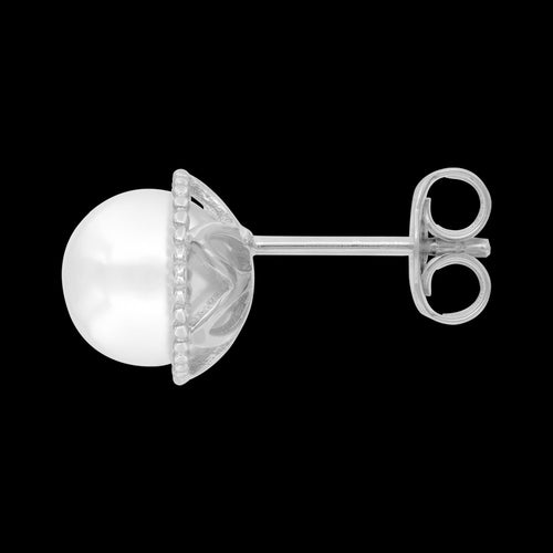 ENGELSRUFER SILVER GLORY PEARL STUD EARRINGS - SIDE VIEW