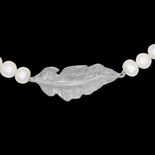 ENGELSRUFER SILVER GLORY FEATHER PEARL BRACELET - CLOSE-UP