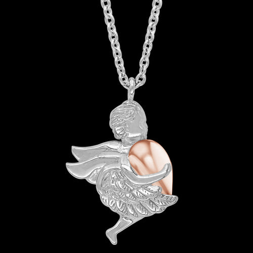 ENGELRUFER SILVER ROSE GOLD ANGEL HEARTWING NECKLACE